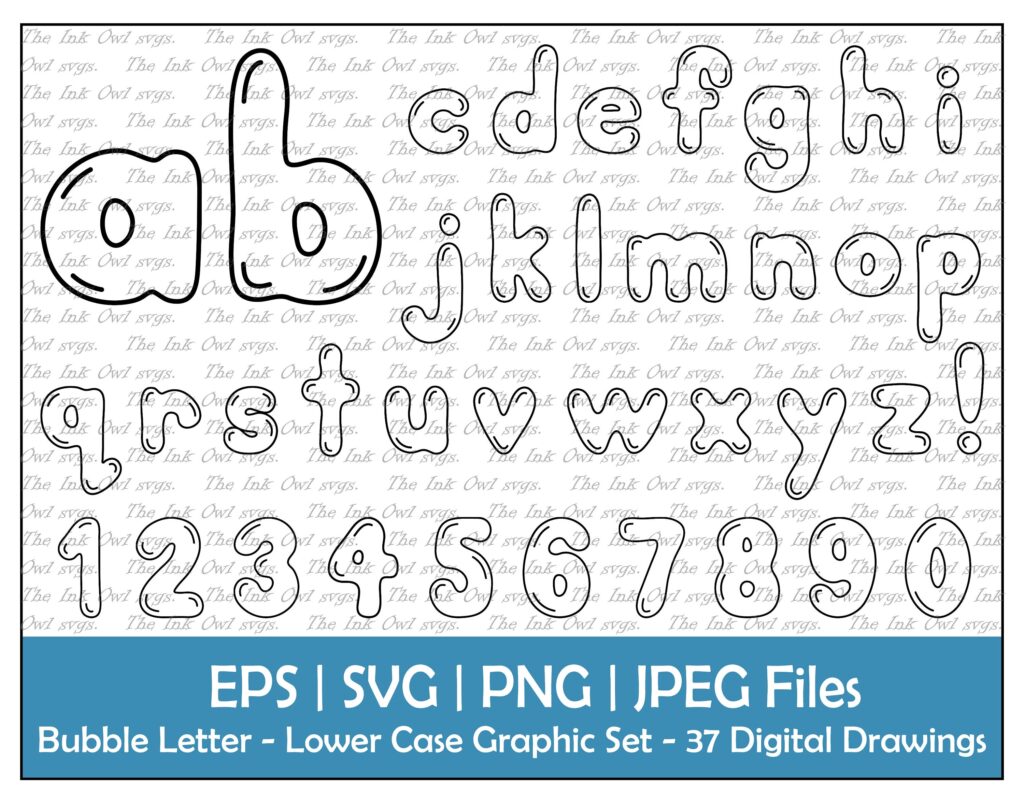 Bubble Letter Alphabet And Numbers Vector Clipart Lower Case Etsy Canada