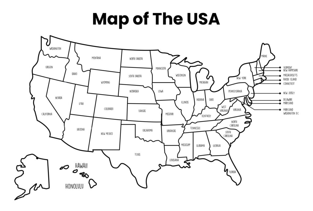 10 Best 50 States Printable Out Maps Printablee