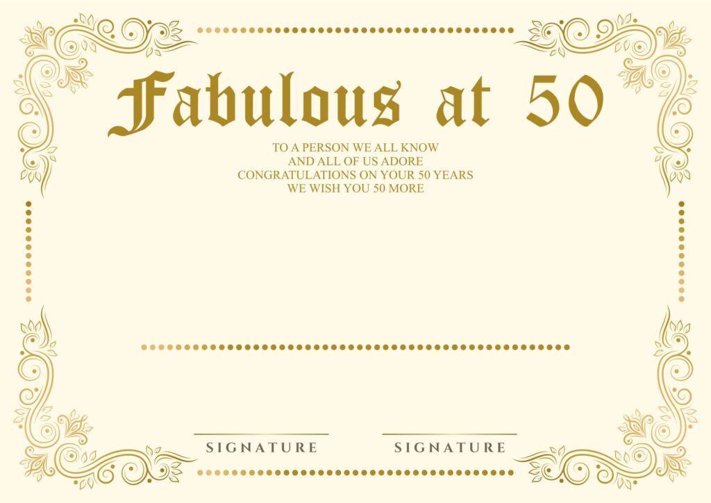 10 Best 50th Birthday Certificate Printable Printablee