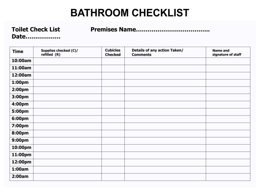 10 Best Bathroom Schedule Printable Printablee