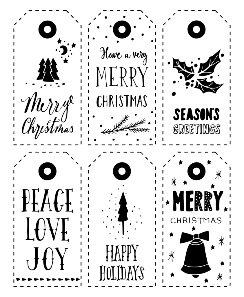 10 Best Black And White Printable Christmas Gift Tags Printablee