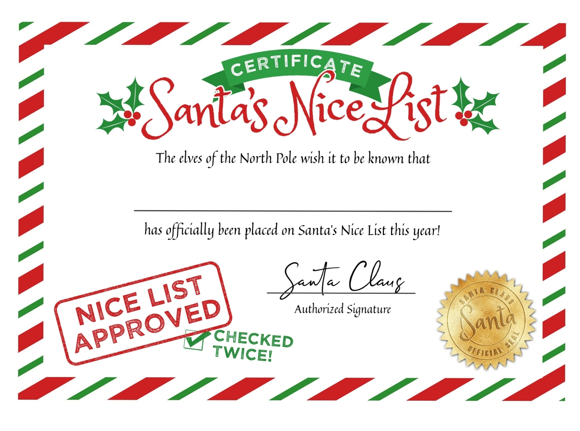 Nice List Certificate Free Printable Free Printable Templates