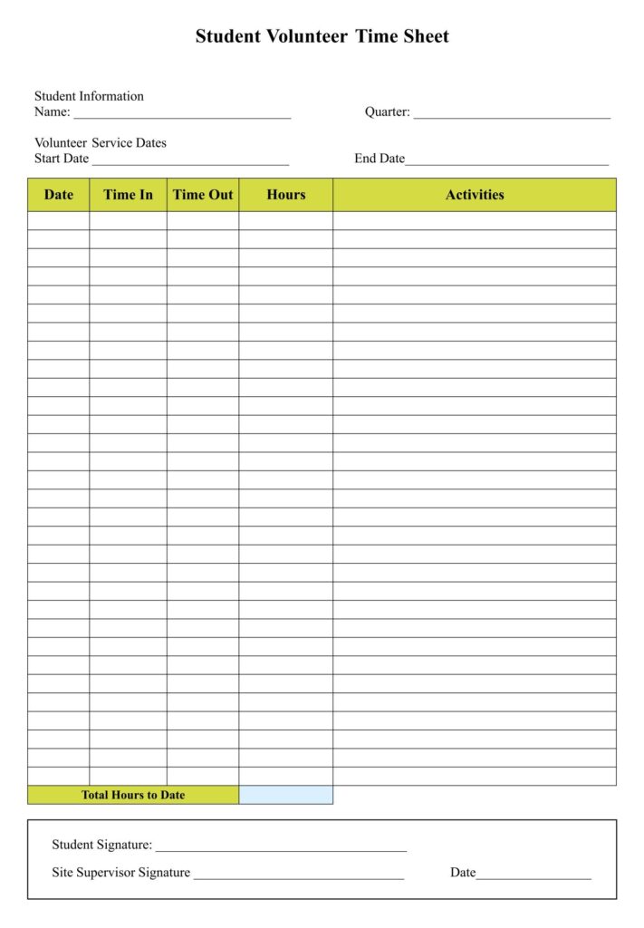 10 Best Blank Printable Timesheets Printablee