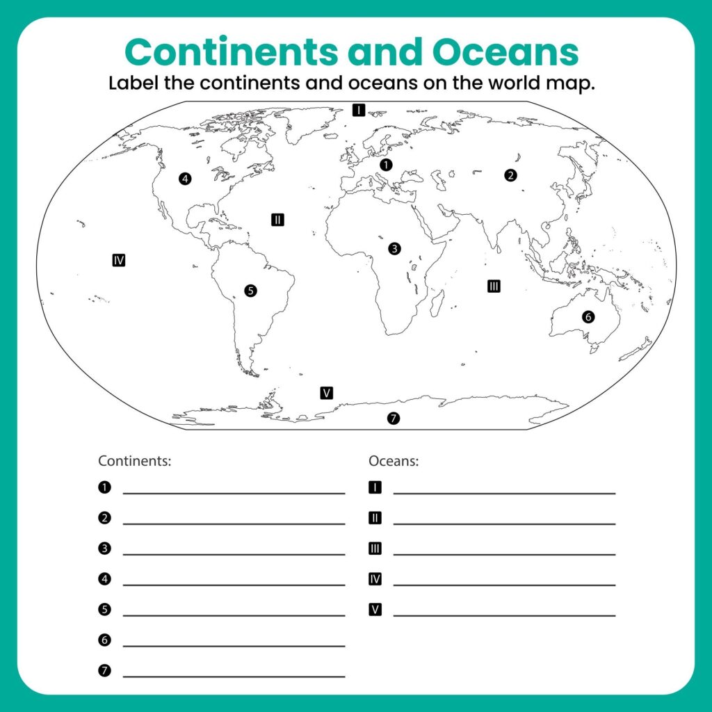 10 Best Continents And Oceans Map Printable Continents And Oceans World Map Continents World Map Printable