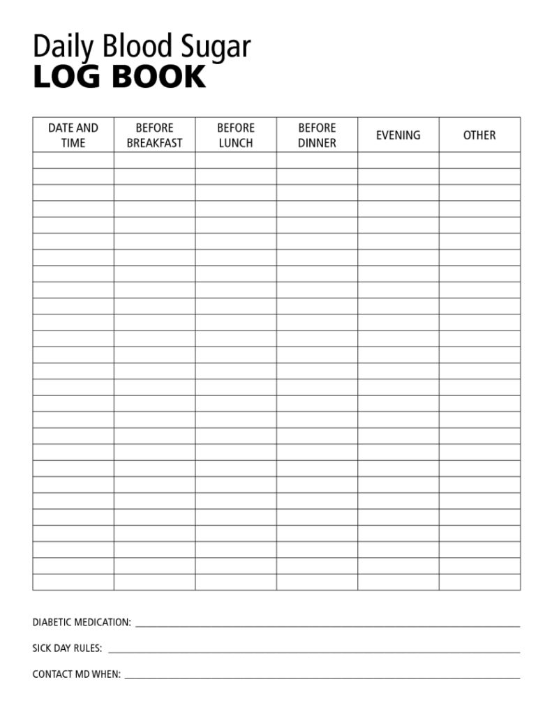 10 Best Diabetic Food Log Sheets Printable Printablee