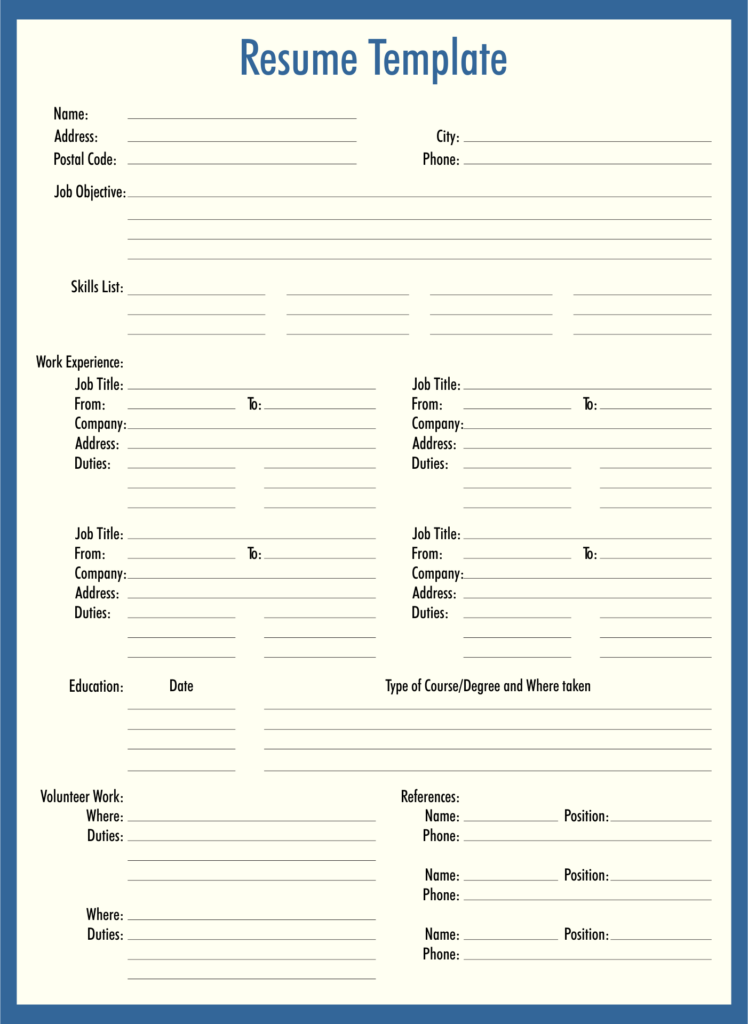 10 Best Fill In Blank Printable Resume Printablee