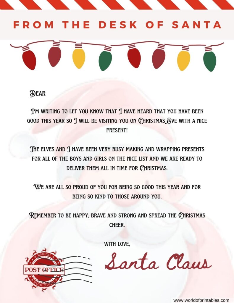 10 Best Free Letter From Santa Templates World Of Printables