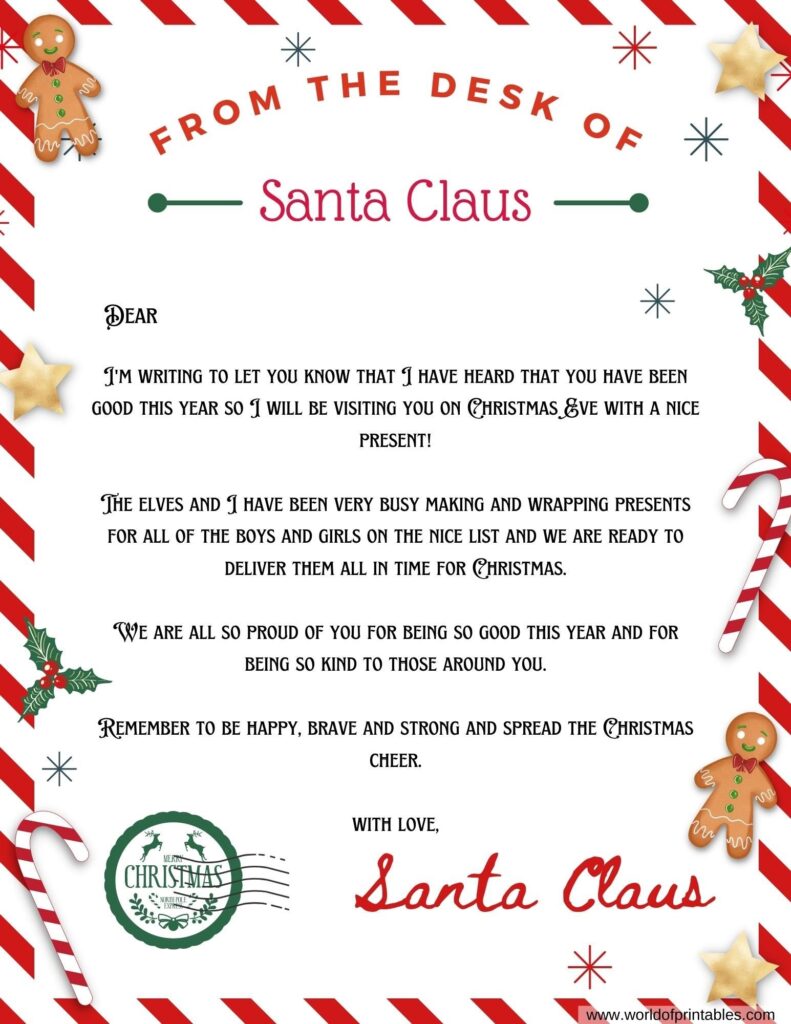 10 Best Free Letter From Santa Templates World Of Printables