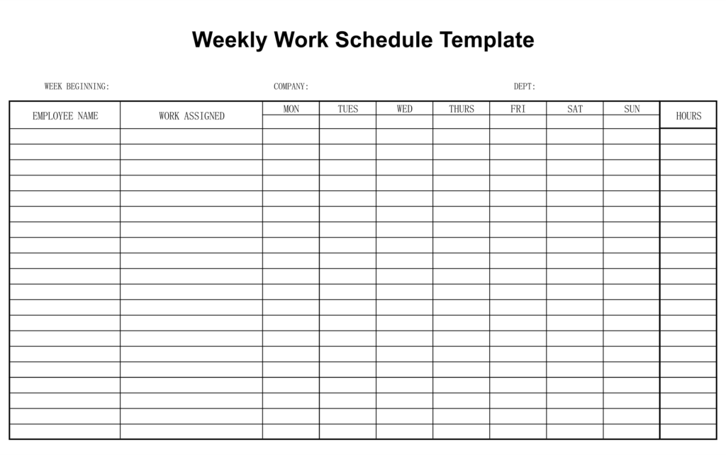 10 Best Free Printable Blank Employee Schedules Printablee