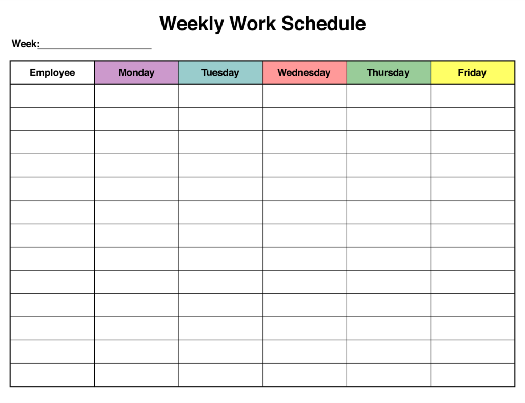 10 Best Free Printable Blank Employee Schedules Weekly Schedule Printable Weekly Schedule Template Excel Schedule Printable Free