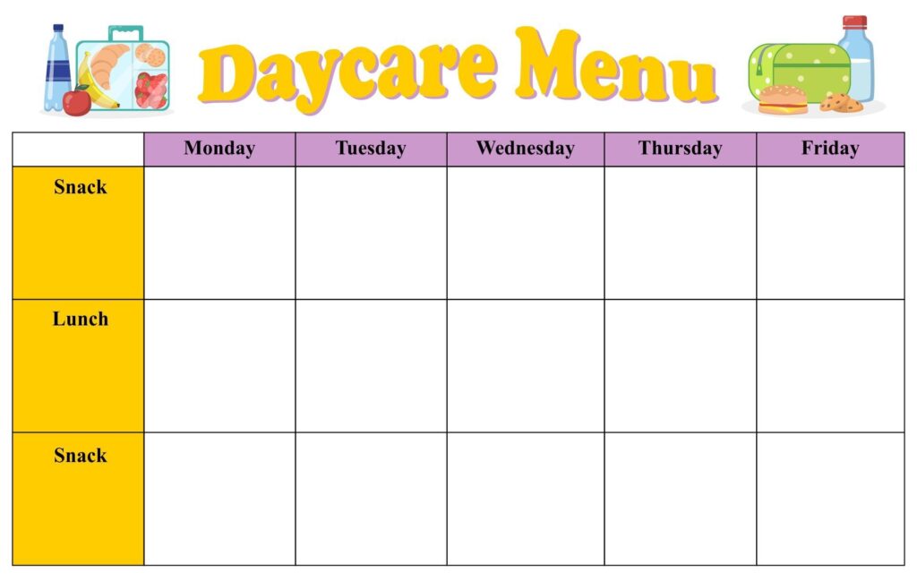 10 Best Free Printable Blank Menu For Day Care Daycare Menu Free Printable Menu Printable Menu