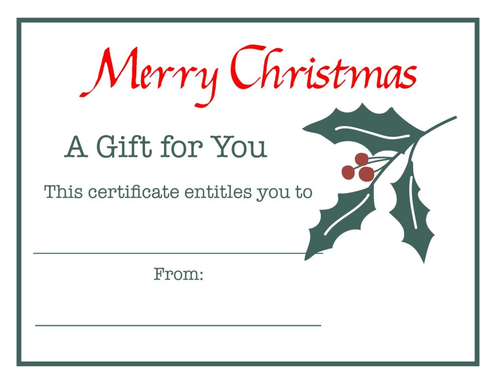 Free Christmas Gift Card Template Printable