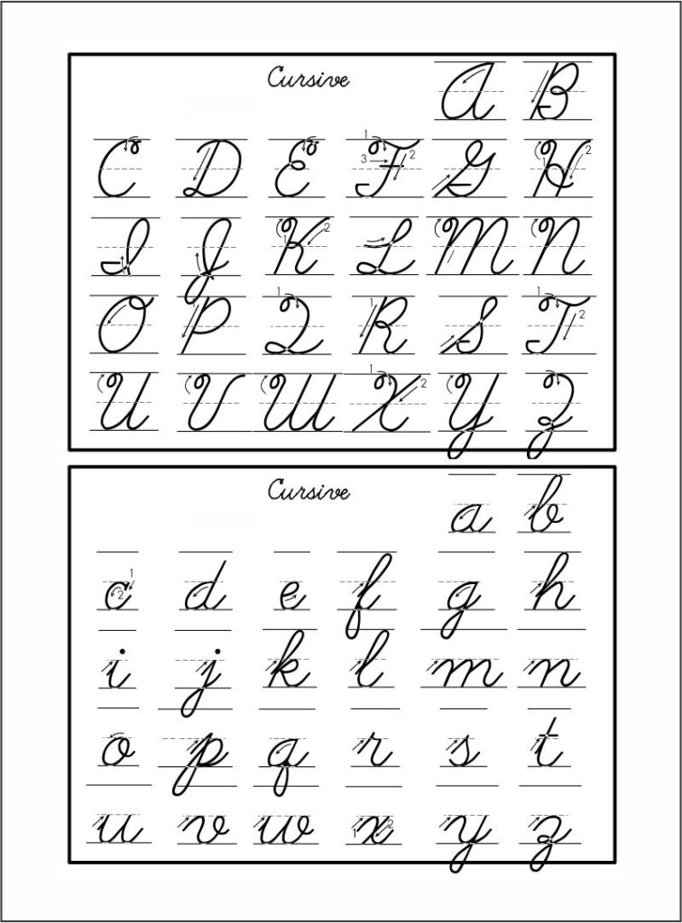 10 Best Free Printable Cursive Letters Printablee