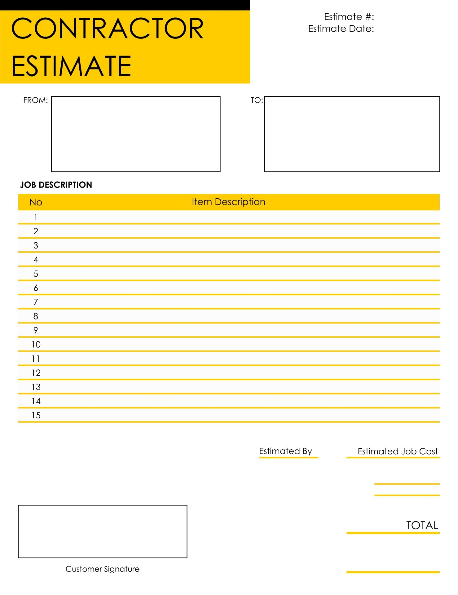 Free Printable Estimate Forms For Contractors Free Printable Templates 1417