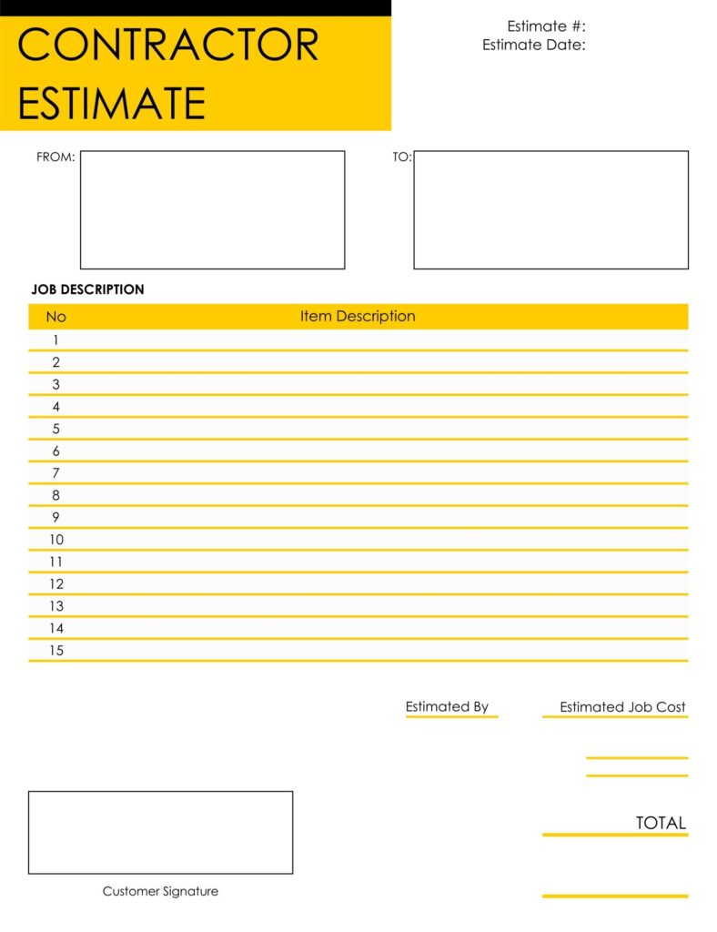 10 Best Free Printable Estimate Templates Blank Downloadable Printablee