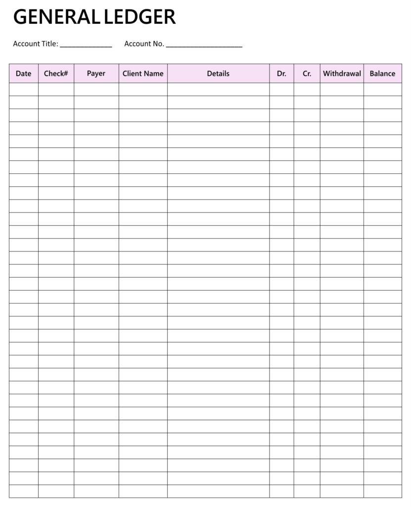 Free Printable Ledger Sheets Pdf