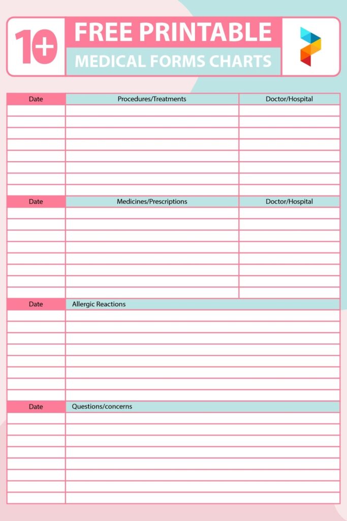 10 Best Free Printable Medical Forms Charts Printablee