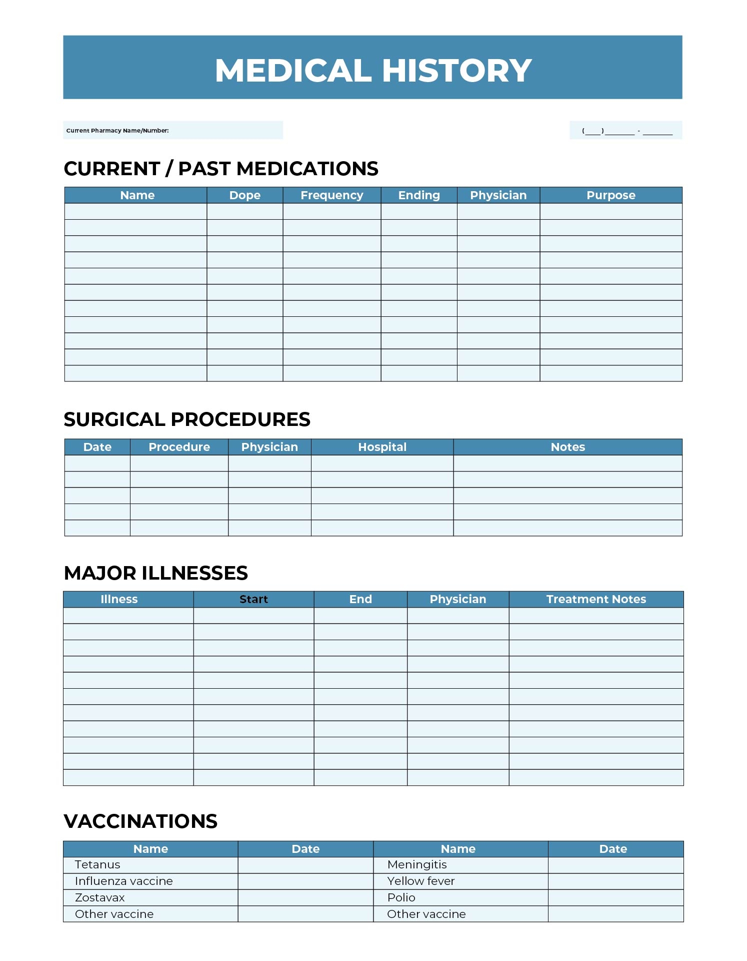 Free Medical Forms Printable Free Printable Templates