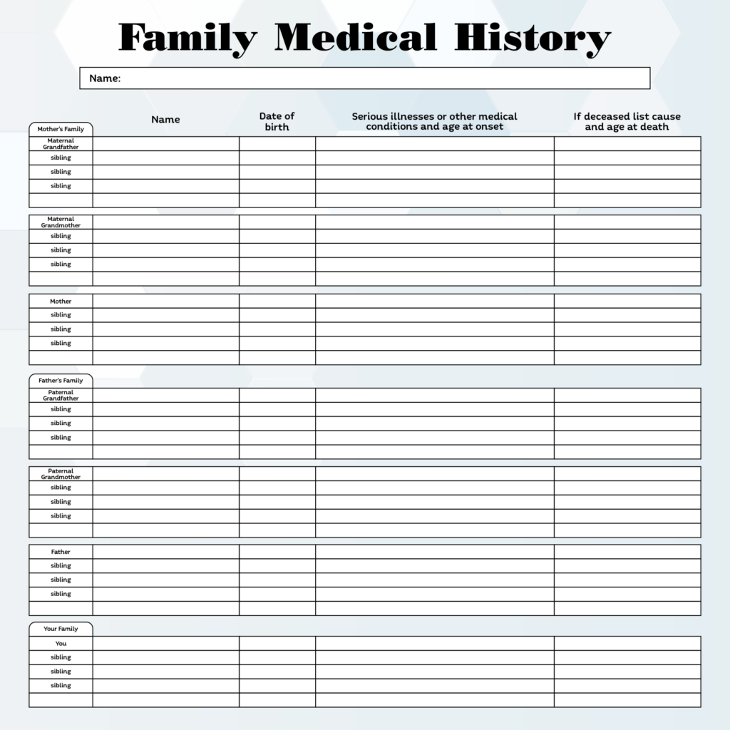 10 Best Free Printable Medical History Forms Printablee