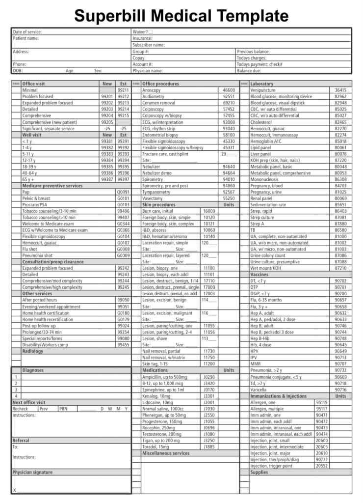 10 Best Free Printable Medical Superbills Printablee