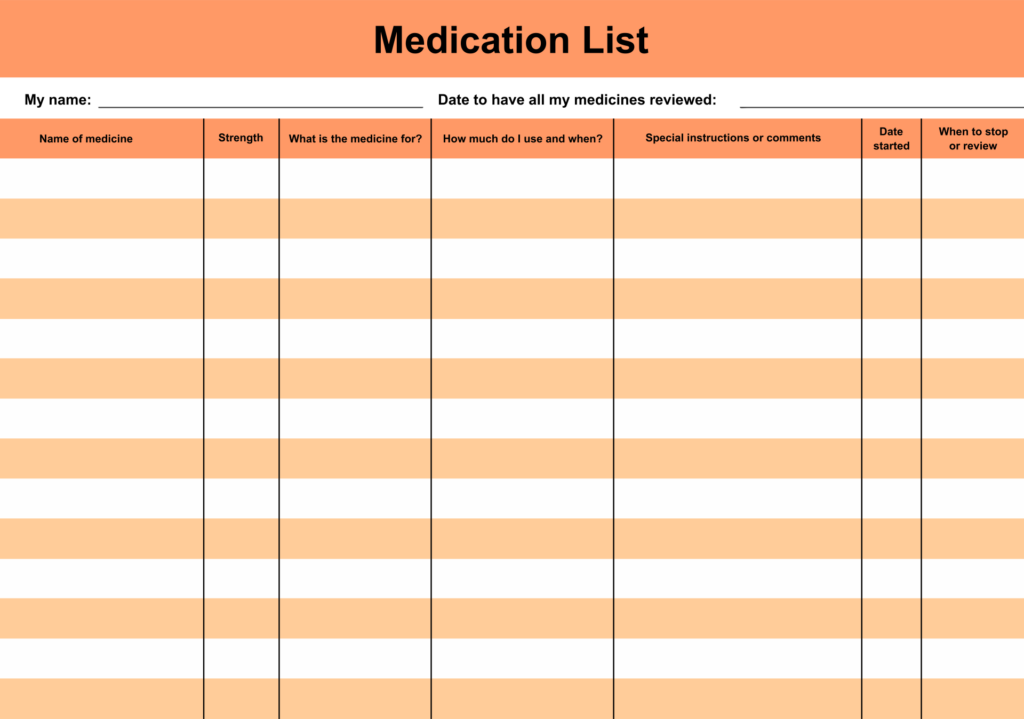 Free Printable Medication Log