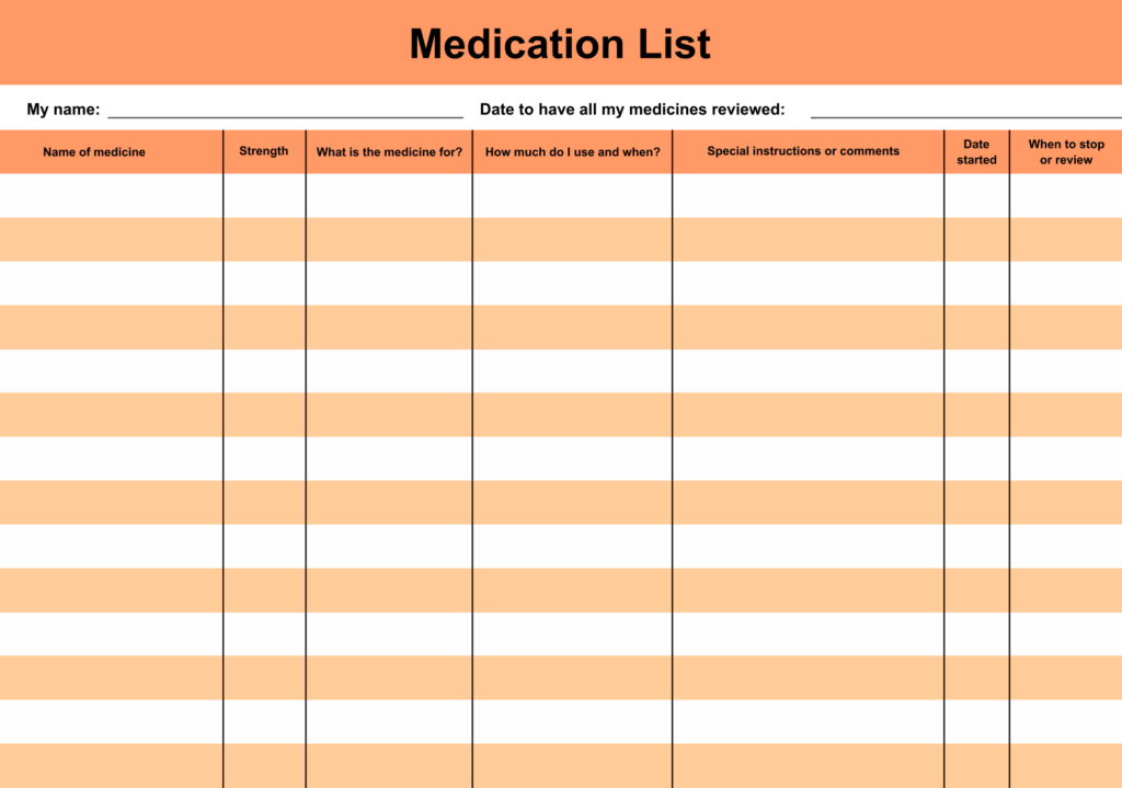 Weekly Free Printable Daily Medication Log