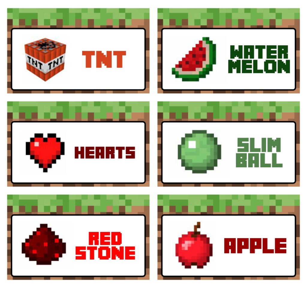 Free Minecraft Food Label Printables