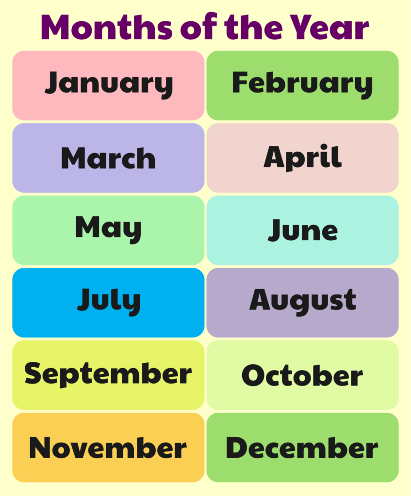 10 Best Free Printable Months Of The Year Chart Printablee