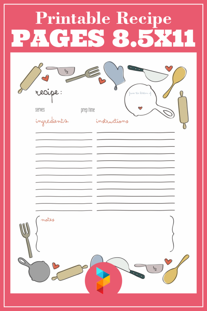 10 Best Free Printable Recipe Pages 8 5X11 Printablee