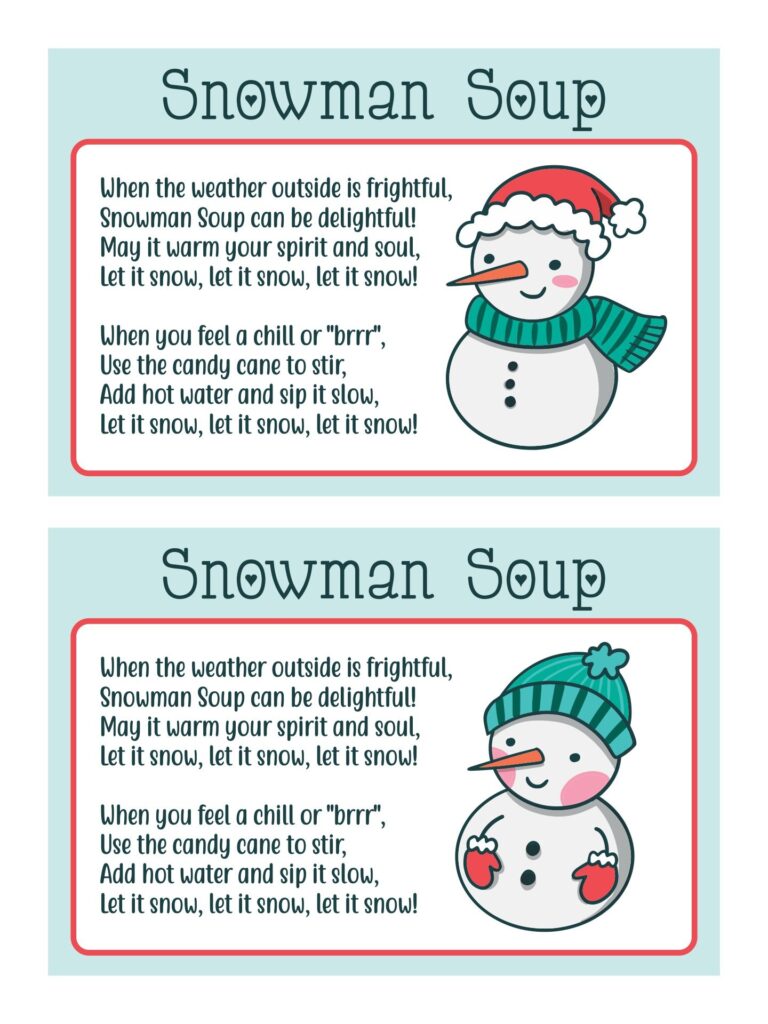 10 Best Free Printable Snowman Soup Labels Printablee