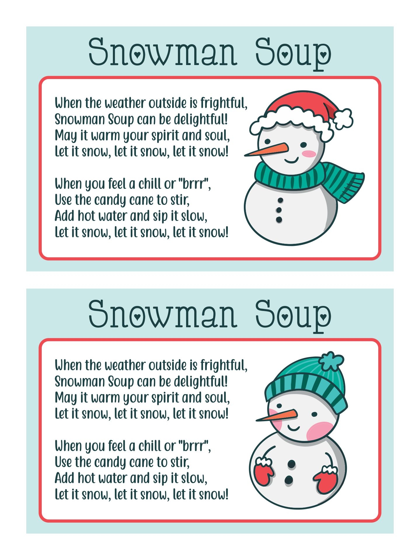 Free Snowman Soup Printable Free Printable Templates
