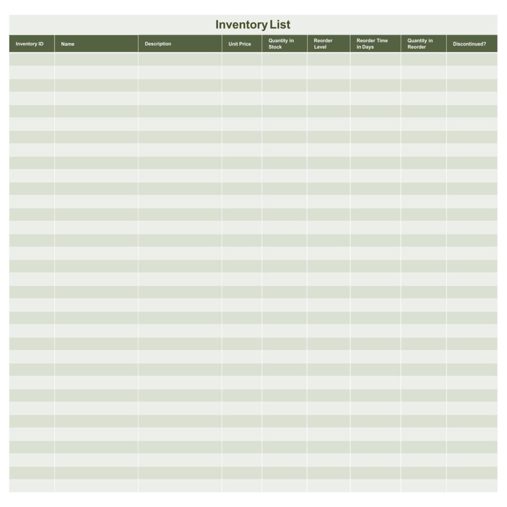 Printable Downloadable Free Blank Spreadsheet Templates