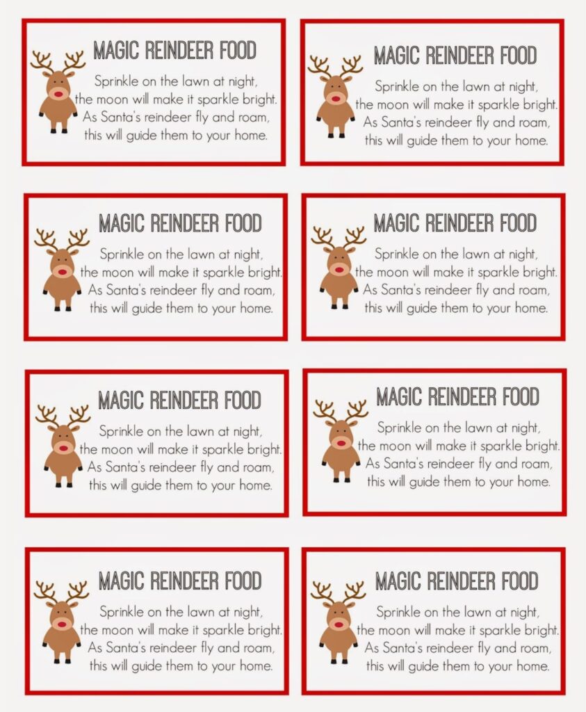 10 Best Free Reindeer Food Tags Printables Printablee