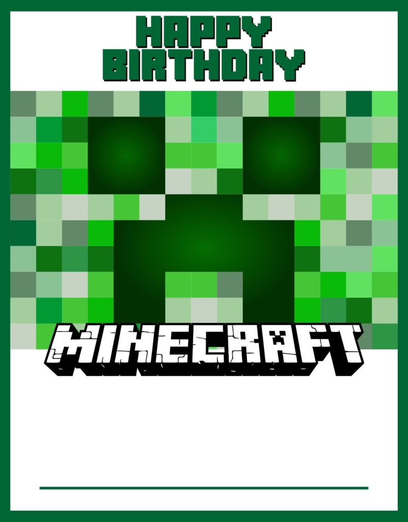 10 Best Minecraft Printable Happy Birthday Card Happy Birthday Cards Printable Minecraft Birthday Card Birthday Card Template