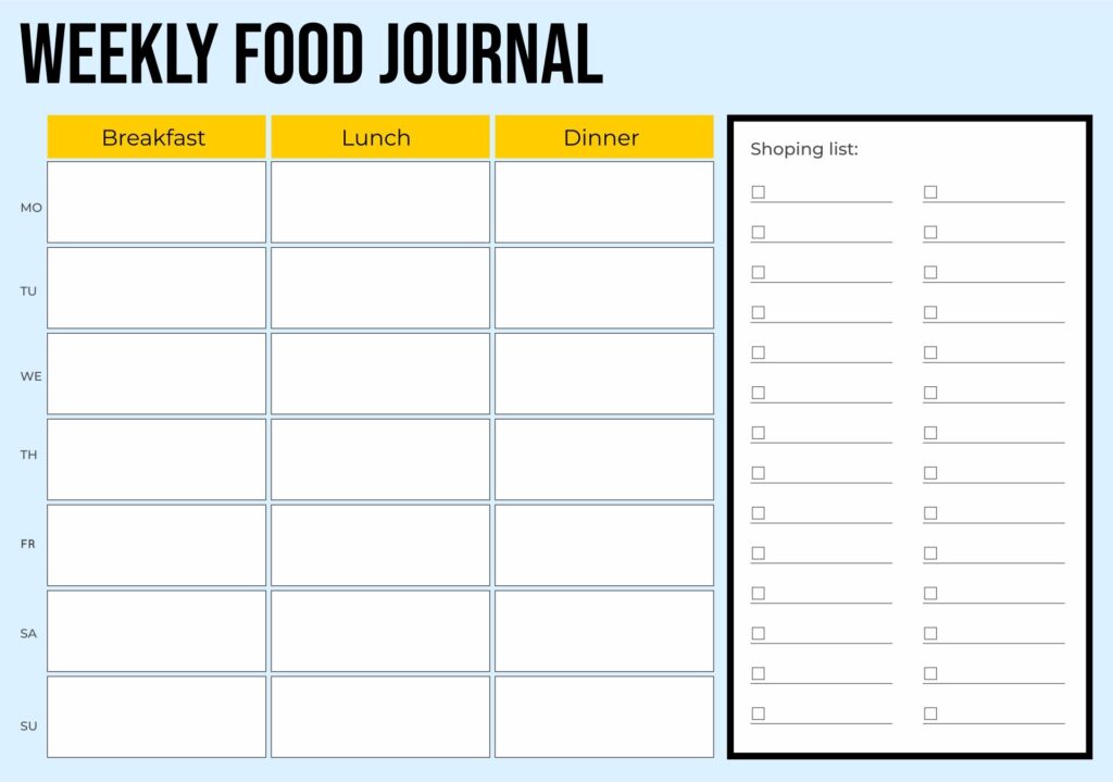 Free Printable Food Journal For Weight Loss Pdf