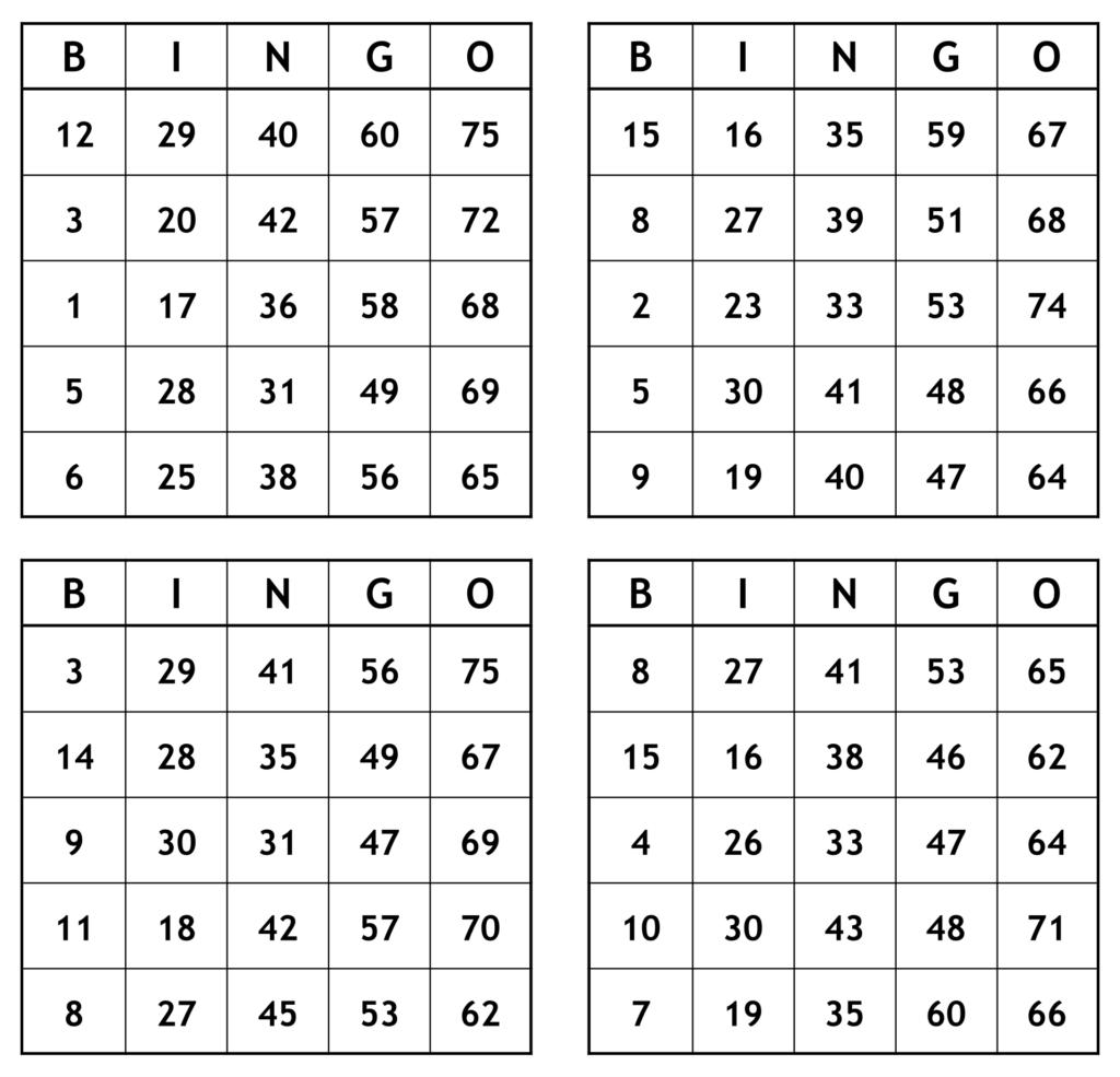 10 Best Printable Bingo Numbers 1 75 Printablee