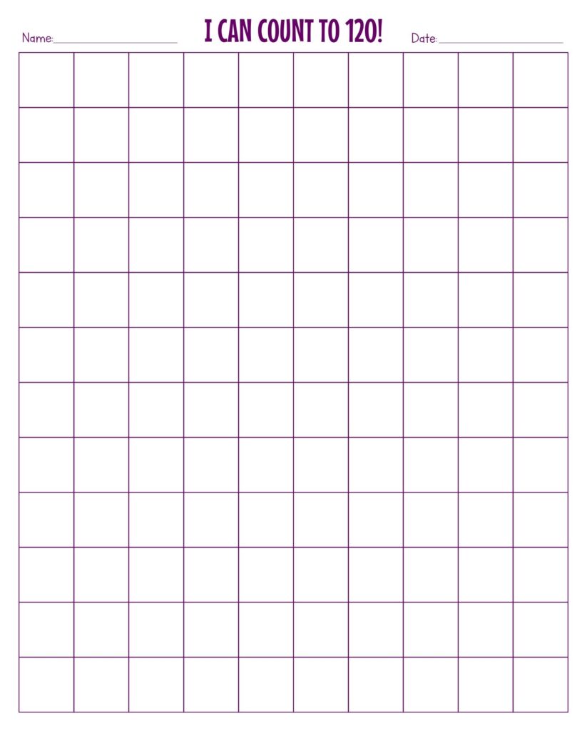10 Best Printable Blank 120 Chart Printablee