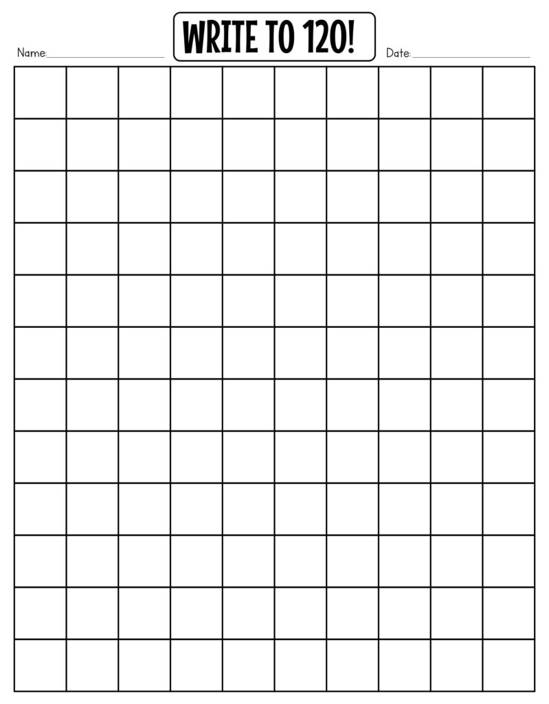 10 Best Printable Blank 120 Chart Printablee