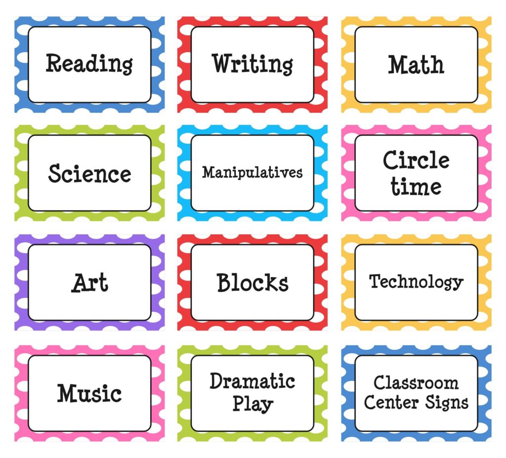 10 Best Printable Classroom Center Signs Printablee