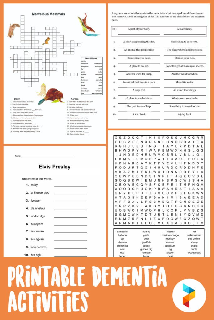 Free Printable Activities For Dementia Patients