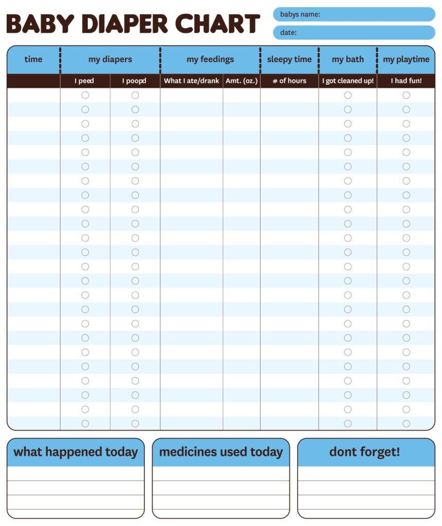 10 Best Printable Diaper Changing Log Diaper Chart Baby Care Tips Diaper