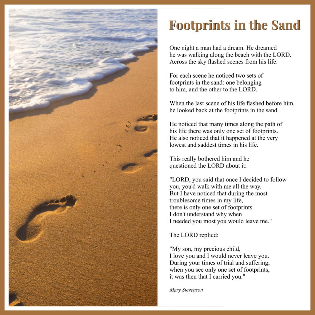 10 Best Printable Footprints In The Sand Printablee Footprints In The Sand Poem Footsteps In The Sand Sand Pictures