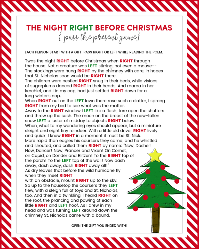 Free Printable Left Right Christmas Game