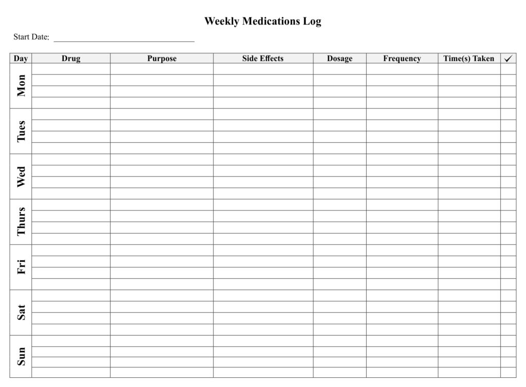 10 Best Printable Medication List For Adult Printablee