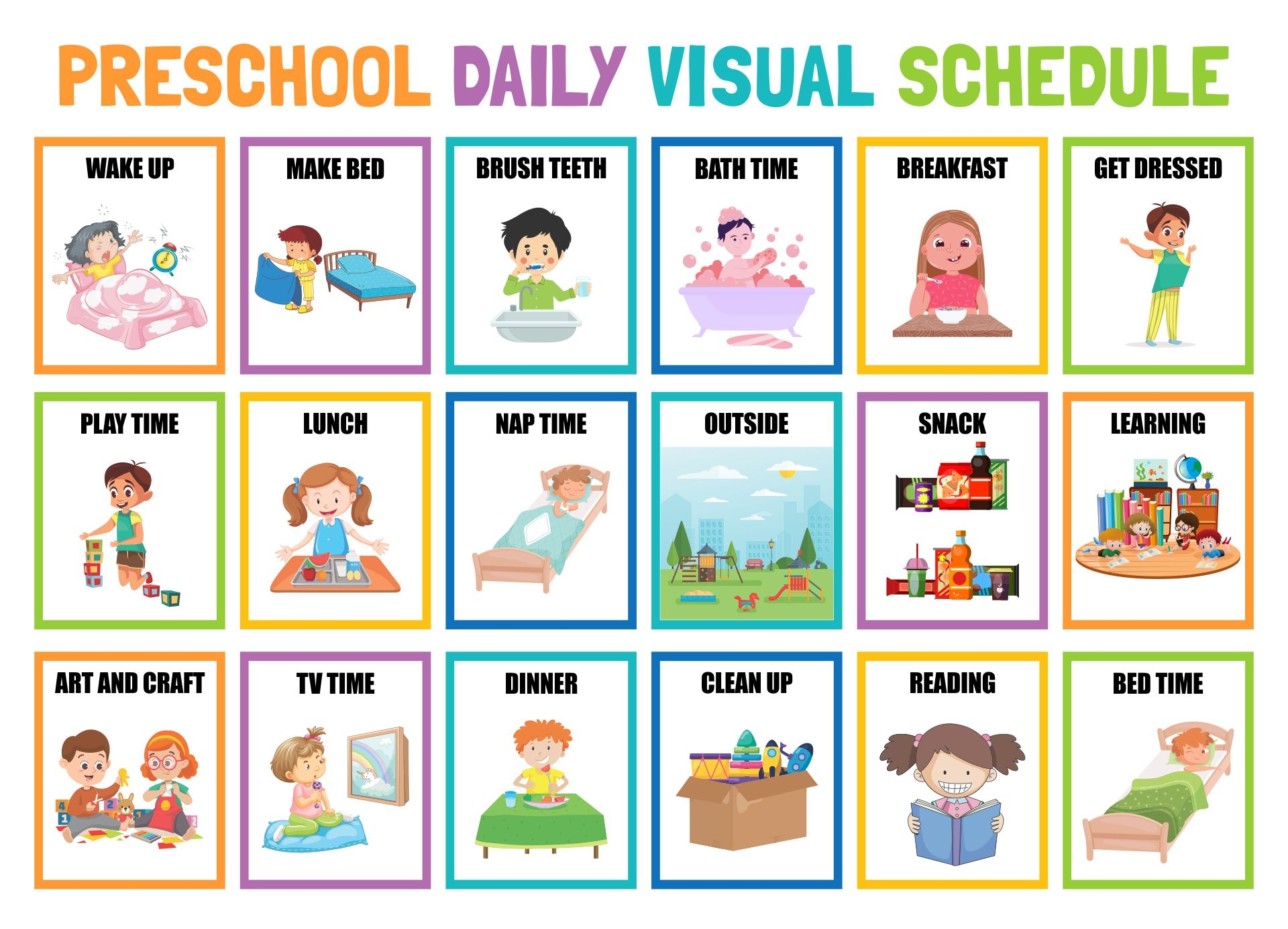 10 Best Printable Preschool Visual Daily Schedule Printablee