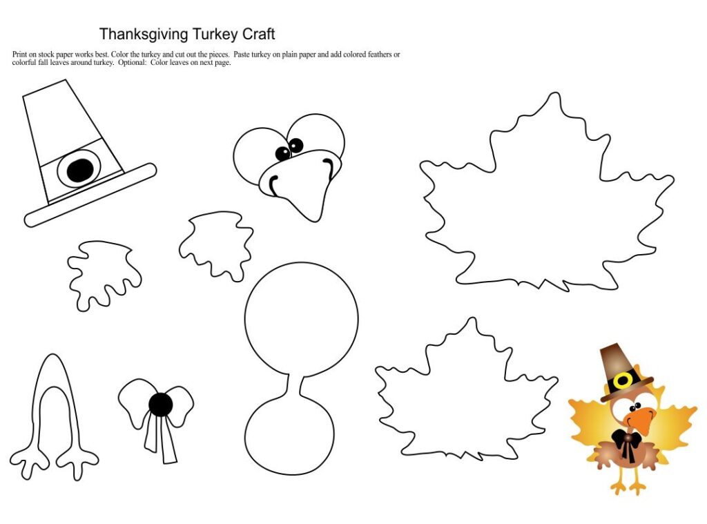 10 Best Printable Thanksgiving Arts And Crafts Printablee