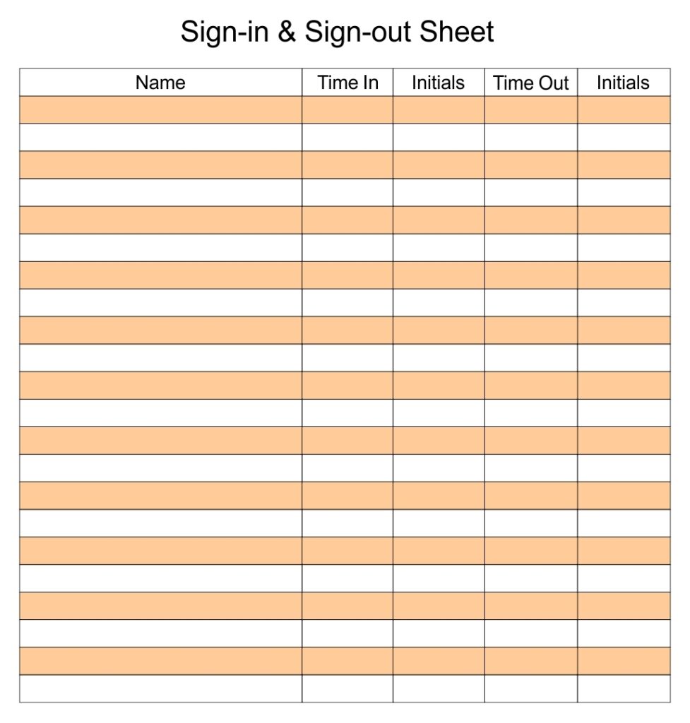 10 Best Sign Out Sheet Template Printable Printablee