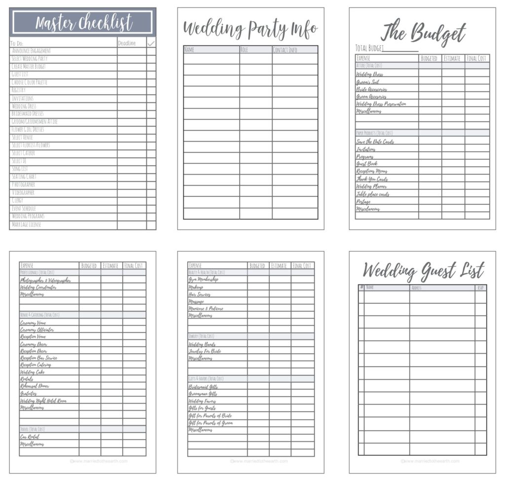 10 Best Wedding Planning Printables Printablee