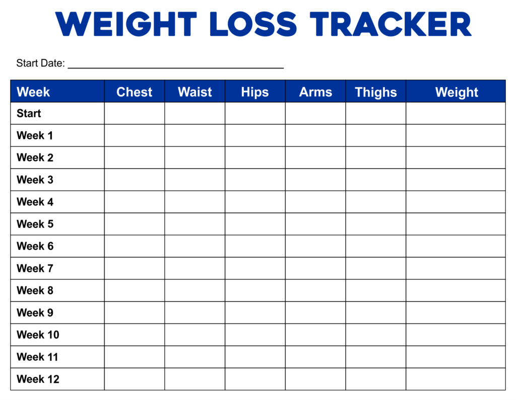 Free Printable Weight Loss Chart Pdf