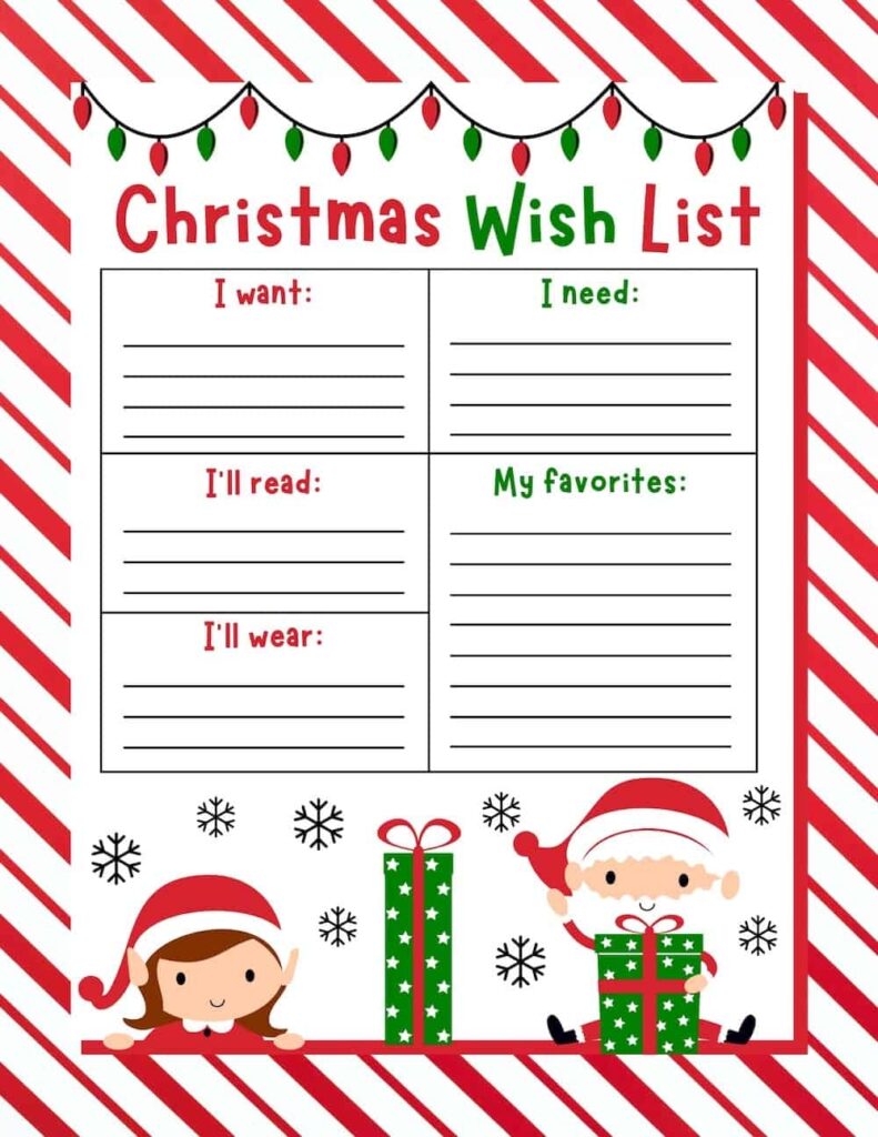 Christmas Wish List Free Printable